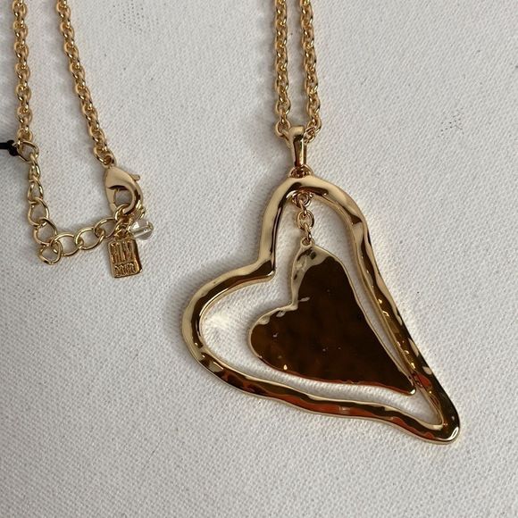Robert Lee Morris Necklace Soho CollectionGold Long Chain Heart Pendant Necklace - Picture 4 of 14